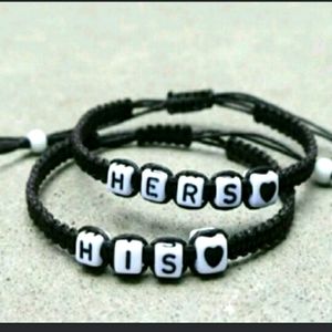 1 set of 2 Black bracelets his hers 5.5 inches to 9 diameter in adjustable